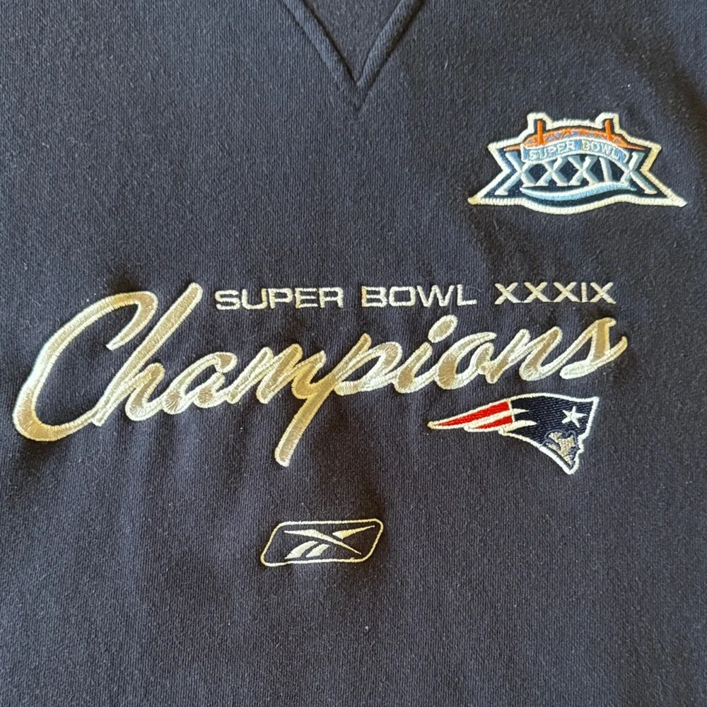 Reebok Navy Super Bowl XXXIX Champions Crewneck Sweatshirt
